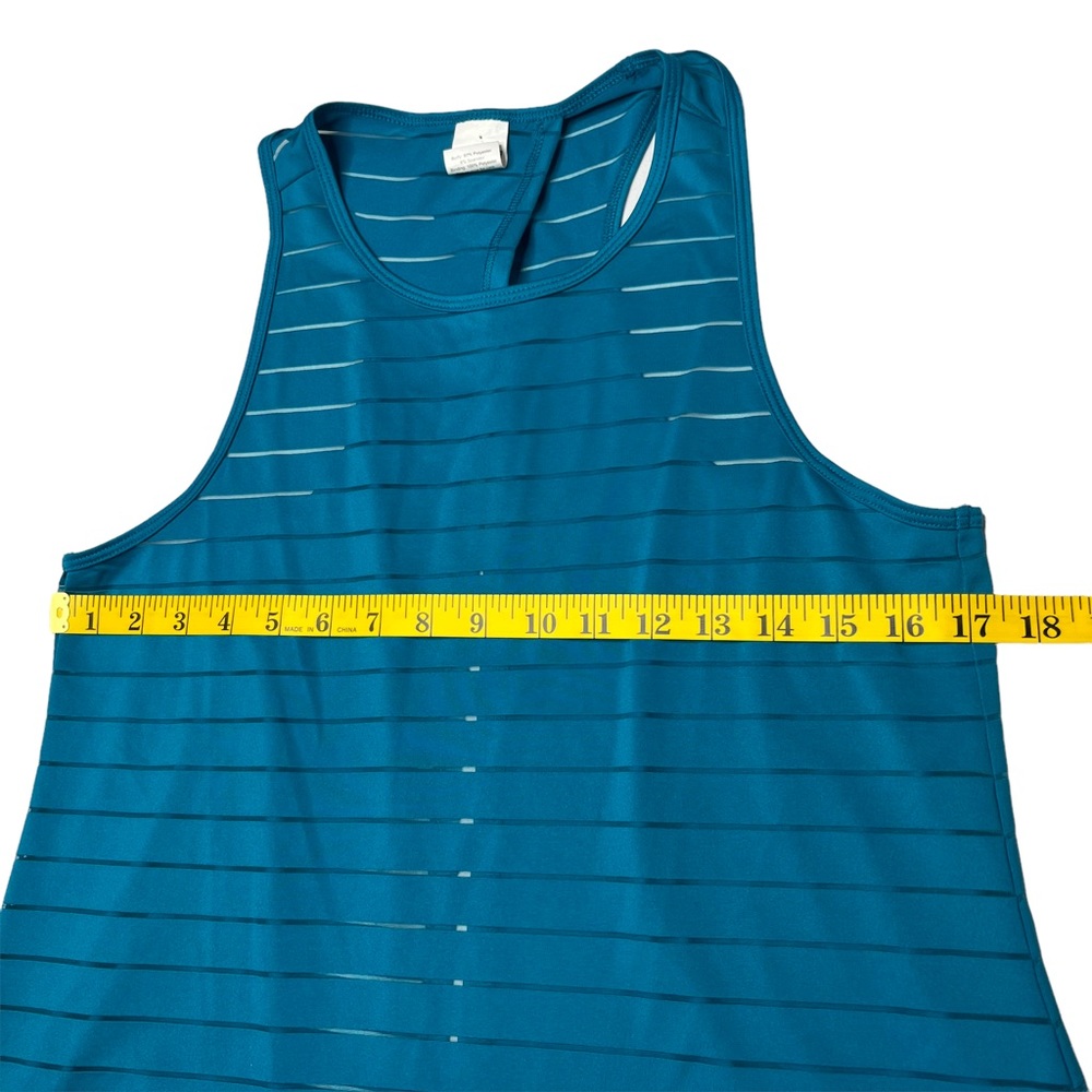 BCG Womens Green Sheer Striped Open Back Polyester Back Athletic Top Size Medium - Picture 10 of 13
